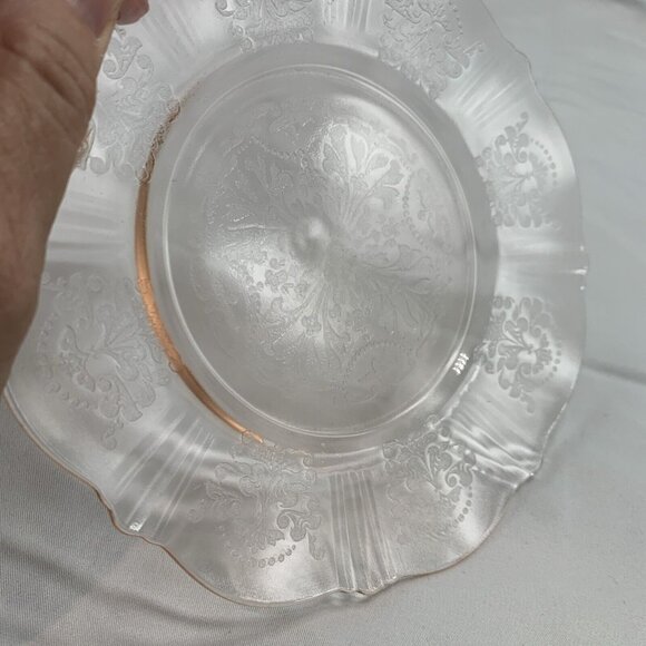 Set of 6 Vtg Macbeth Evans American Sweetheart Pink Depression Glass Dessert Pla - Picture 5 of 6